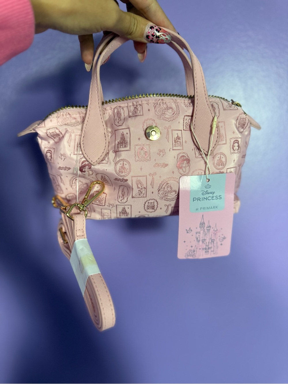 Disney Princess Light Pink Mini Satchel Bag with Gold Hardware